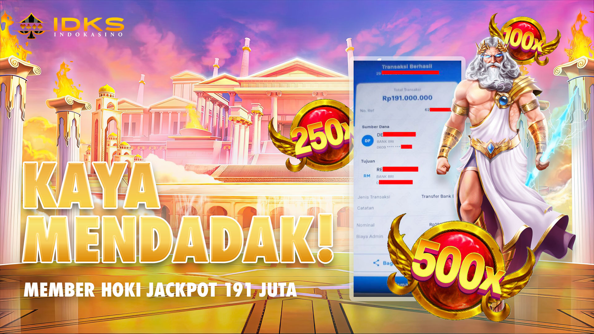 Sensasi Jackpot Rp191 Juta Member IDKS Gate of Olympus 1000